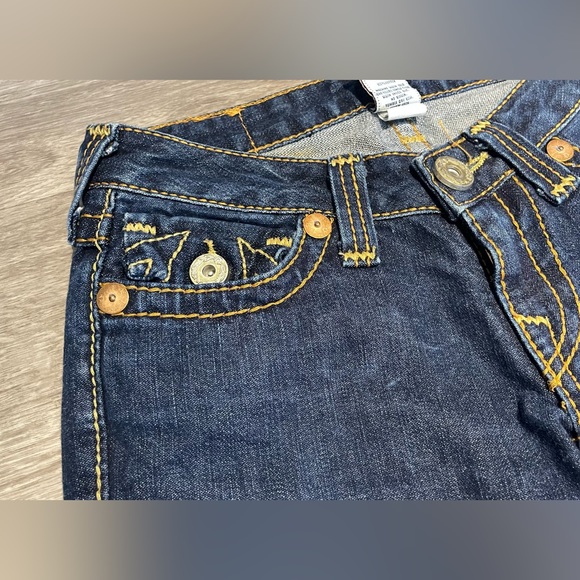 Vintage True Religion Jeans Snap Pocket Low Rise No Stretch Sz 26 Dark Blue USA - Picture 6 of 14